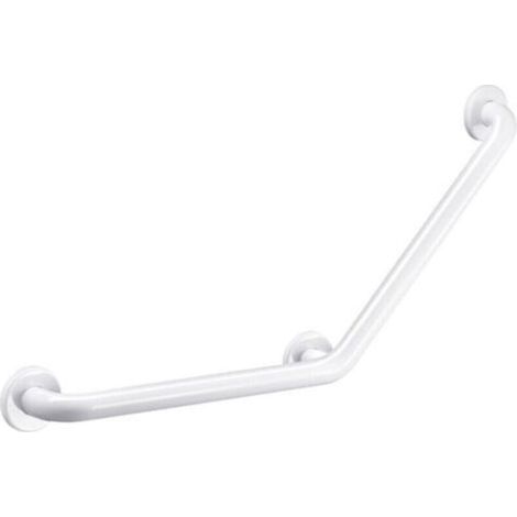 Barre d’appui angulaire 135° en inox 304 avec revêtement époxy blanc – 450 x 450 mm – charge 200 kg – fixation invisible (1/4)