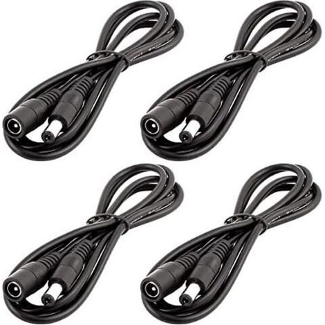 4 Stück 1 m DC 12V Verlängerungskabel, DC-Stecker 5,5 mm x 2,1 mm, DC 0-36V Stromkabel, Stecker auf Buchse, Verlängerungskabel für Automonitor, Überwachungskamera, LED-Streifen, Schwarz
