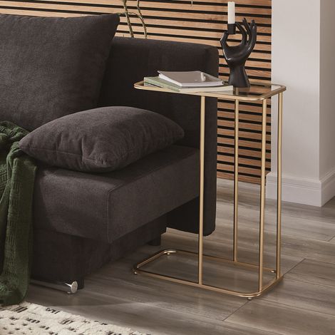 Table d'appoint 45x30x65 cm en verre et métal doré