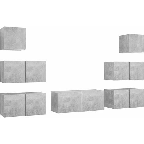 Maison Exclusive - Set di Mobili Porta TV 7 pz Grigio Cemento in Legno Multistrato (1/5)