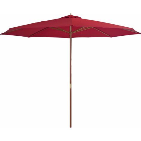 Parasol avec mât en bois 350cm Bordeaux (1/4)