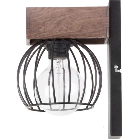 Applique loft nero/marrone Milan E27 1 luce Sigma Lighting