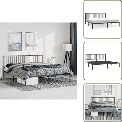 Cadre de lit métal sans matelas avec tête de lit noir 183x213cm - Cadre De Lit - Lit Double - Lit Metal - Lit Avec Têtedé Lit - Literie (1/5)