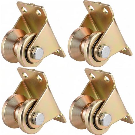 Lot de 4 poulies de renvoi pour câble en acier, poulies de renvoi pour cordes à rainure en V, poulies de renvoi pour cordes de 6 mm poulies pour charges lourdes, poulie avec 2 roulements à billes pour (1/5)