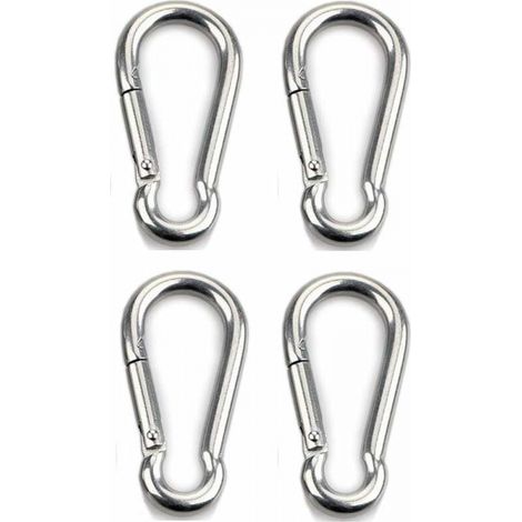 4pcs Heavy Duty Carabiner Clip Sports Locking Dogs Swing Hammock 304 Stainless Steel 6mm Thickness (1/2)