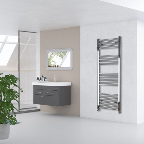 AICA 800x500mm(HxW) Chrome Straight Central Heating Towel Rail Radiator (1/5)