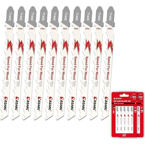 Stichsägeblätter 10tlg T144D 6TPI TSchaft CRV Set Schnelles Schneiden (1/5)