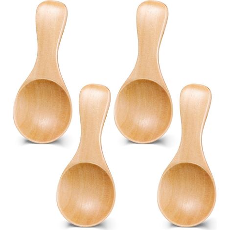 mini-cuillères en bois - 7,9 x 3,6 cm - Cuillères naturelles artisanales - Idéales pour la cuisine, les épices, le café, le thé, le sucre et la crème glacée (1/5)