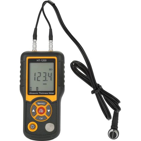 HT-1200 Digital LCD Ultrasonic Thickness Gauge, Metal Plastic Ceramic Glass Thickness Measuring Tool, Range 3225mm, Resolution 0.1mm