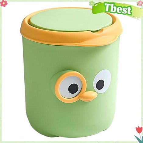 Poubelle de bureau, mini poubelle avec couvercle, design de dessin animé mignon, parfaite pour la maison, la chambre à coucher et (1/4)