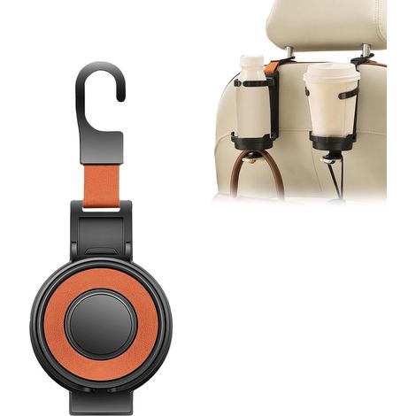 Sollbry Gancho universal para reposacabezas de coche con soporte para teléfono móvil, giratorio y ajustable, para bolso, cartera y pañuelos (naranja) (1/4)