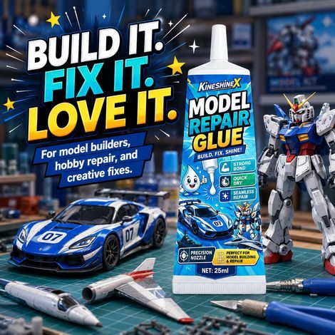 KineShineX Modellreparaturkleber: Schnelltrocknend, rückstandsfrei, starke Haftung für den Zusammenbau von Gundam-, Mecha-, Renn- und Schiffsfiguren. (1/5)