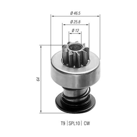 Pignon, démarreur Magneti Marelli 940113020023 059911335B 09307667 78MU11350A