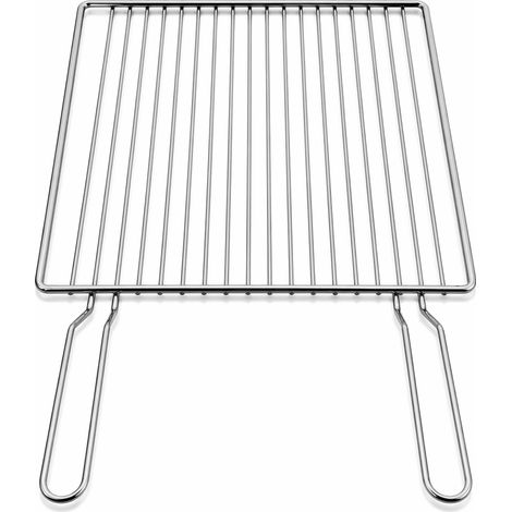 Griglia per Barbecue in Acciaio Cromato, Regolabile su più Altezze, Scorrevole per camino per Carne e Pesce 39,5x34,5 cm