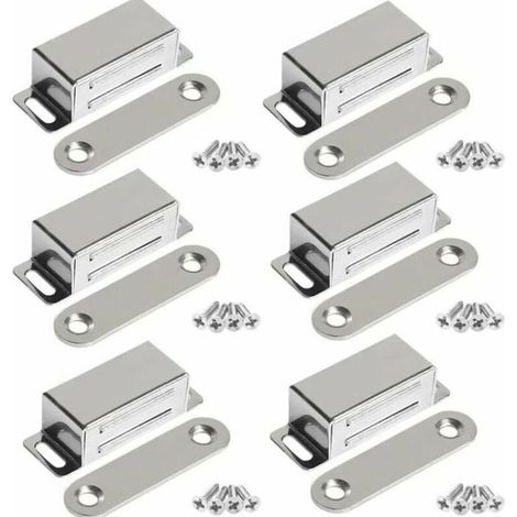 Lntyq Aimants de Porte pour Meubles, Aimants Magnétiques en Acier Inoxydable Puissants de 10 kg pour Placard de Porte (Lot de 6, avec vis en acier inoxydable) (1/5)