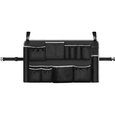 Sac de Rangement Poubelle Nylon Imperméable Noir 46x80cm 9 Poche Support Outils Nettoyage pour Poubelle 91-156L (1/5)