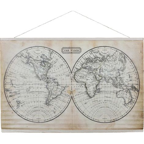 Mappemonde Murale - HOME DECO FACTORY - Textile - Noir et Marron (1/5)