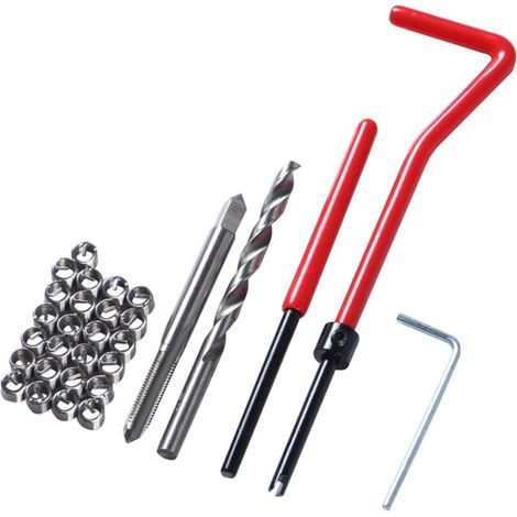 Jeu De 30 Outils De Réparation De Filetage Rouge En Acier Inoxydable, Taraud À Insert Fileté M8, Adapté Aux Automobiles, Laoa (1/5)