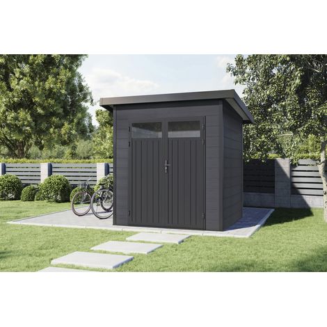 Wolff Finnhaus WPC Gerätehaus Vitale 2020 19 Anthrazit/Hellgrau Gerätehaus aus Holz/Kunststoff in Anthrazitgrau, Geräteschrank mit 19 mm Wandstärke Gartenhaus (1/5)