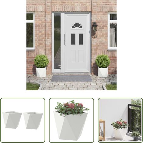 Terrassenpflanzer - Pflanzkübel 2 pcs Weiß 30 x 30 x 30 cm Stahl (1/5)