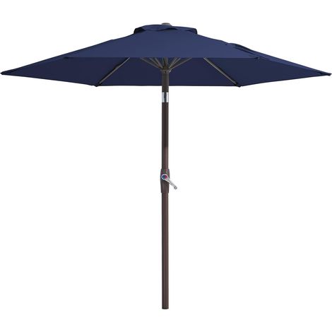 Parasol de Jardin - 1 Unité - Acier et Tissu UPF 50+ - Inclinable avec Manivelle - Terrasse Piscine Cour - 230cm Bleu Marine (1/5)