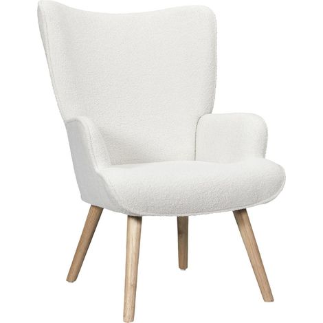Fauteuil de salon bouclette blanc 68x96x75 cm