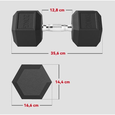 Mancuerna hexagonal de hierro fundido 20 kg negra HAVRYA (1/4)