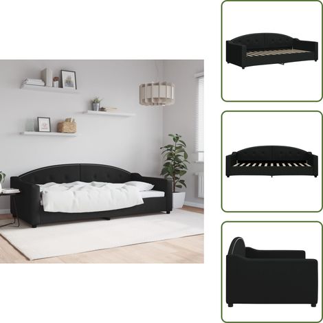 The Living Store Lit de repos sans matelas noir 90x200 cm tissu - Canapé-lit (1/5)
