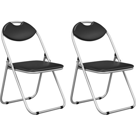 Set of 2 Folding Metal Chair Padded Kitchen Dining Seat U-shaped Guest Chair (1/5)