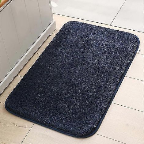 Tapis de sol moelleux et absorbant antidérapant - 100 x 150 cm - Bleu foncé (1/2)