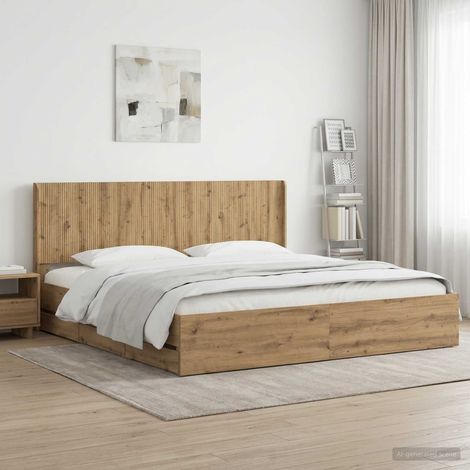 vidaXL Bed Frame with Storage and Headboard Artisan Oak 180 x 200 cm (1/5)