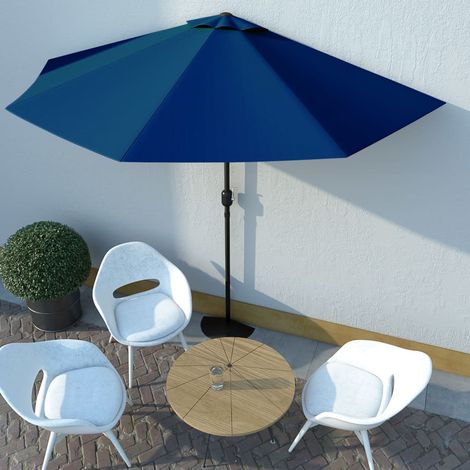 Sombrilla balcón semicircular palo aluminio azul 300x155x223 cm vidaXL