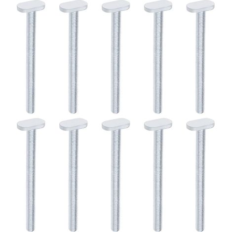 10pcs M8x100mm Filetage T Fente Outil de Fixation Goujon Drop-in T-Écrou Coulissant Vis Boulon en Acier au Carbone Zingué pour 30 Série Mitre Track Outil de Travail du Bois (1/5)