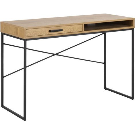 Mesa de oficina Norsica Sevferi 190, Negro + Roble salvaje, Con cajones, Número de puertas: 0, Número de cajones: 0, 75x110x45cm