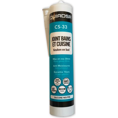 Mastic de silicone neutre pour joints de salle de bain et cuisines - Spécial pièces humides - Mastic professionnel - (1/3)
