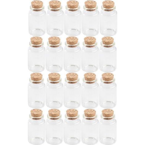 Set mit 20 Mini-Glasflaschen mit Korken, klar, ideal zum Aufbewahren oder Transportieren von Tee, für Zuhause, Partys, Büro oder Geschäfte (30 x 70 mm). (1/3)