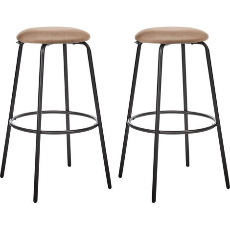Set di 2 sgabelli da bar in velluto marrone gambe in acciaio senza braccioli Morton (1/5)