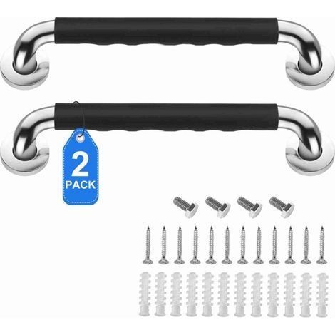 Barre d'Appui WC, 60cm Lot de 2 Antidérapante Barre d'Appui de Salle de Bain, Barres Douche Baignoire Main Courante Inoxydable Maintien Poignée Douche Âgées/Handicapées/Enfants/Enceinte (1/5)