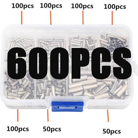 kit De Connecteurs Bout Bout Non Isols 600 Pices - Connecteurs Bout Bout - Connecteurs De Fil Sertir Non Isols - 24-8 Awg