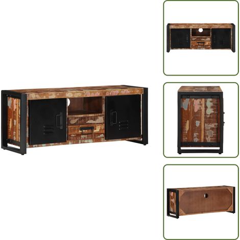 Mobile in legno riciclato - vidaXL Mobile Porta TV 100x30x40 cm in Legno Massello di Recupero - Mobile TV con ripiano