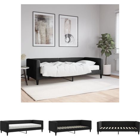 The Living Store Tagesbett mit Matratze Schwarz 90x200 cm Stoff -  Betten & Bettgestelle (1/5)