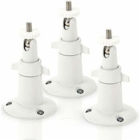 Support Mural Pour Camera De Surveillance - Réglable 360° Inclinaison 90° - Intérieur Extérieur - Compatible Avec Caméras De Sécurité Standard - 3 Pièces Blanc