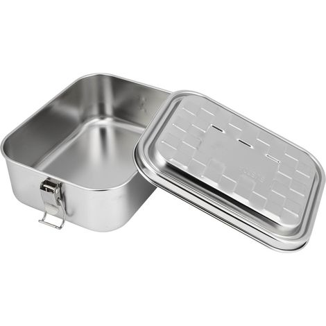 Boîte à lunch en acier inoxydable 304 de qualité alimentaire, idéale pour les employés de bureau, les étudiants et les cantines. Grande capacité, entièrement en acier, format compact : un seul compart (1/5)