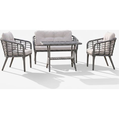 Gartenlounge-Set mit Sofa und Couchtisch Manolya - Taupe (1/2)