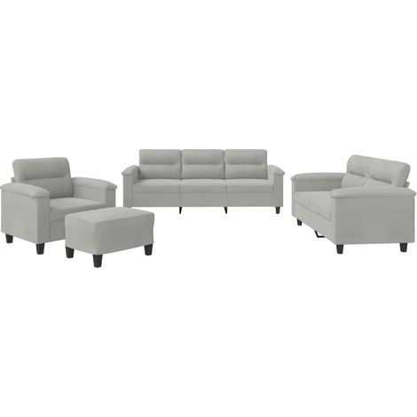 Maison Exclusive - Set Divani 4 pz con Cuscini Grigio Chiaro in Tessuto Microfibra
