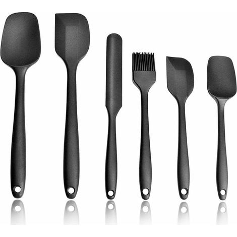 Spatule Silicone, Spatule Cuisine, Outil Cuisine en Silicone de Qualité Alimentaire, Noir (1/4)