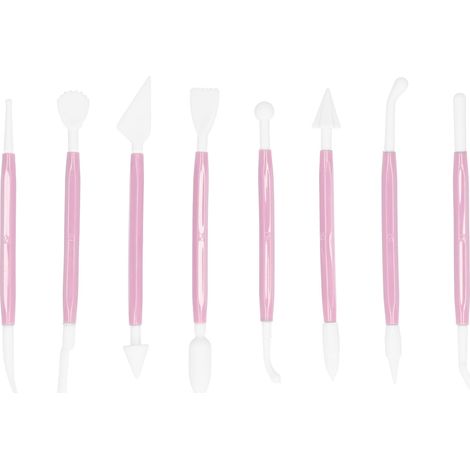 Lot de 8 outils DIY fondant pâtisserie couteau sculpture moule décoration chocolat pour gâteau rose (1/5)