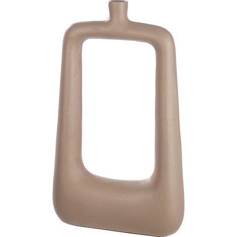 Grand Vase Trou Vase carré décoratif en Aluminium - Décoration Salon Automne - Décoration d'anniversaire - Couleur : Beige Marron - Hauteur 41 cm (1/2)