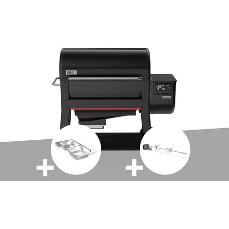 Barbecue à pellets Searwood XL 600 + Kit de fumage + Rôtissoire - Weber