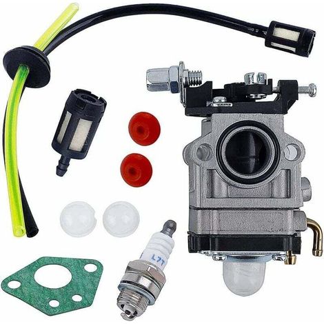 Carburateur débroussailleuse Kit complet avec tube d'étanchéité, bougie d'allumage, filtre à carburant – Aluminium, ABS (1/4)